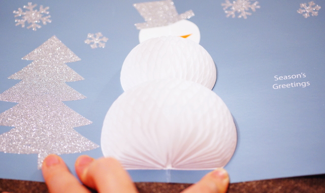 雪だるま 飛び出す クリスマスカード