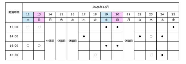 ブロードウェイクリスマスワンダーランド日程